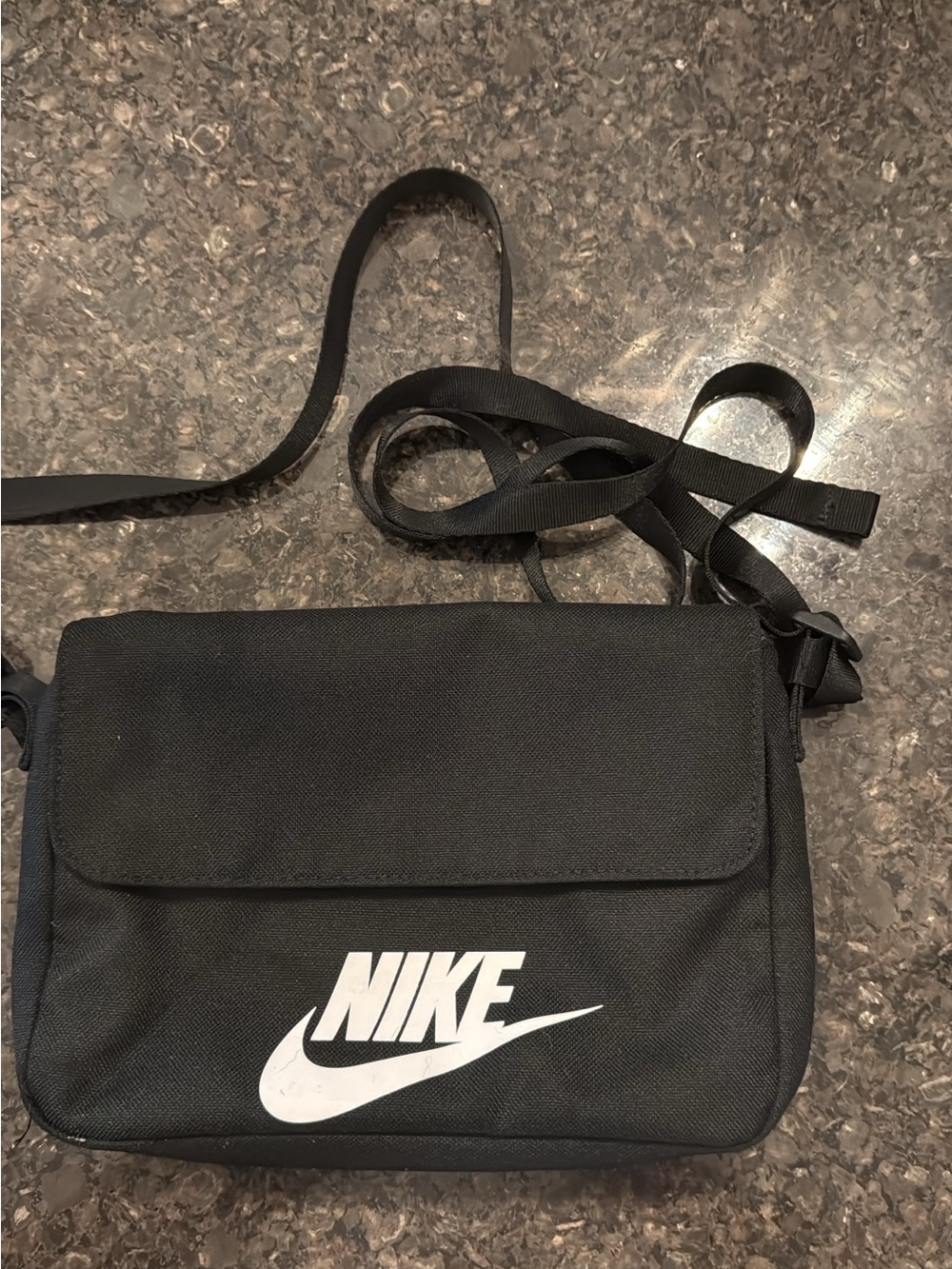 Nike Black Messenger Bag with White Swoosh